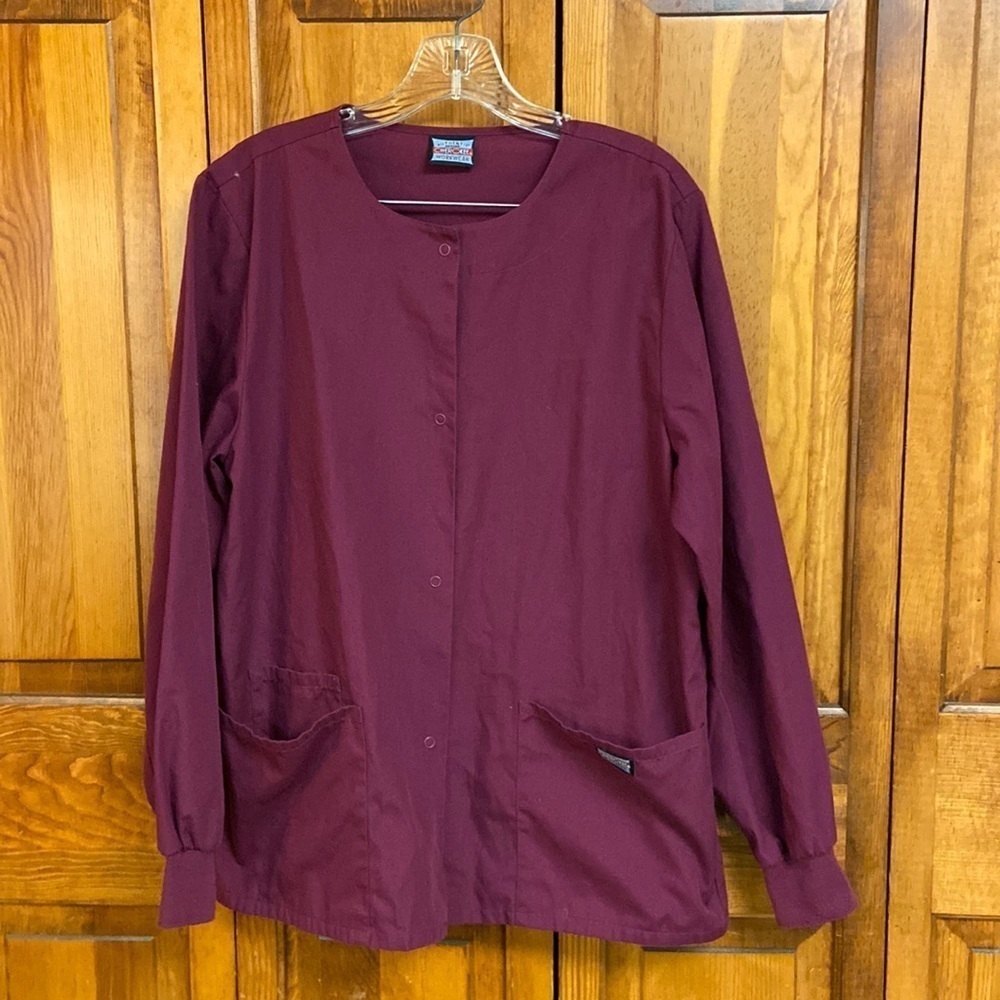 Cherokee Workwear Scrub Jacket Wine Preowned Medium